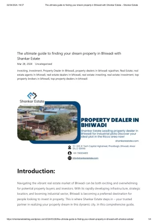 Your dream property in Bhiwadi with Shankar Estate