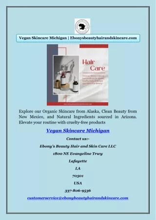 Vegan Skincare Michigan | Ebonysbeautyhairandskincare.com