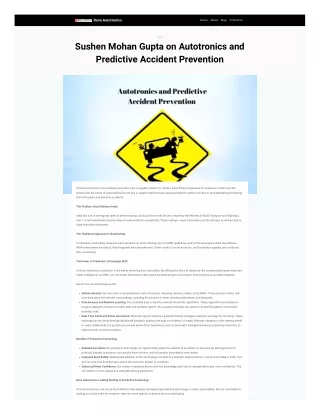 Sushen Mohan Gupta on Autotronics and Predictive Accident Prevention