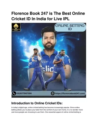 Florence Book 247 is The Best Online Cricket ID In India for Live IPL