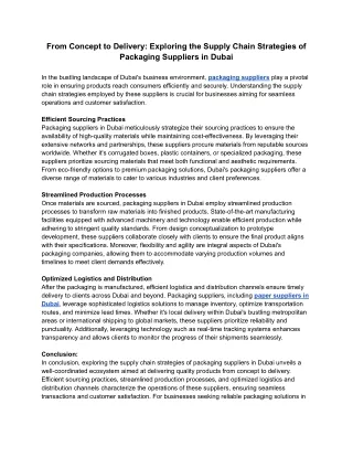 From Concept to Delivery Exploring the Supply Chain Strategies of Packaging Suppliers in Dubai