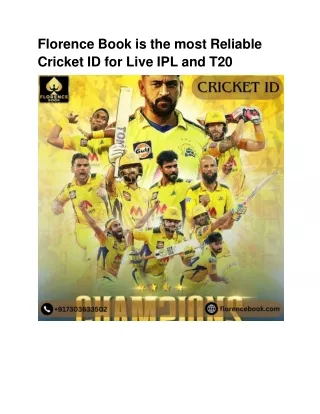 Florence Book is the most Reliable Cricket ID for Live IPL and T20