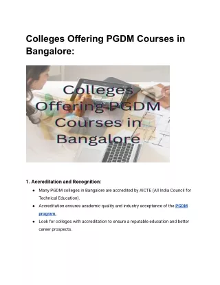 Colleges Offering PGDM Courses in Bangalore_