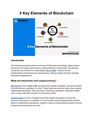 5 Key Elements of Blochain