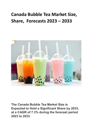 Canada Bubble Tea Market