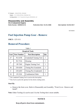 Caterpillar Cat C3.3 Industrial Engine (Prefix E3K) Service Repair Manual Instant Download (E3K00001 and up)