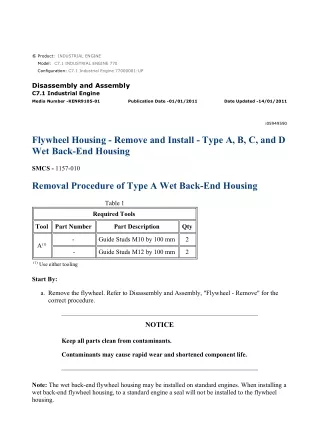 Caterpillar Cat C7.1 Industrial Engine (Prefix 770) Service Repair Manual Instant Download (77000001 and up)