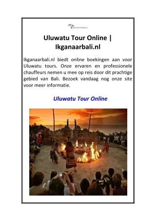 Uluwatu Tour Online  Ikganaarbali.nl