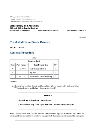 Caterpillar Cat C15 Industrial Engine (Prefix JKG) Service Repair Manual Instant Download (JKG00001 and up)