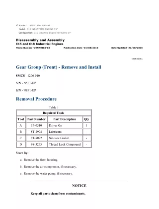 Caterpillar Cat C15 Industrial Engine (Prefix N5F) Service Repair Manual Instant Download (N5F00001 and up)