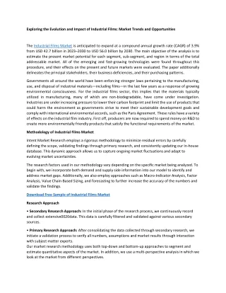 Industrial Films Market Size, Key Growth Factors, Revenue Analysis, For 2024–203