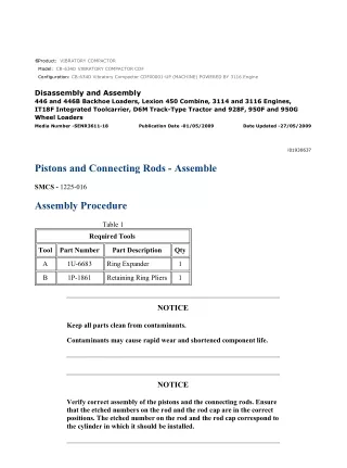 Caterpillar Cat CB-634D Vibratory Compactor (Prefix CDF) Service Repair Manual Instant Download (CDF00001 and up)