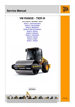 JCB VM132PD Smooth Drum Roller Service Repair Manual