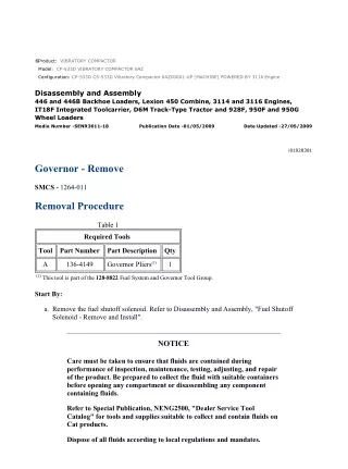 Caterpillar Cat CP-533D CS-533D Vibratory Compactor (Prefix 6AZ) Service Repair Manual Instant Download (6AZ00001 and up