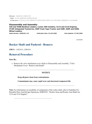 Caterpillar Cat CP-563, CS-563 VIBRATORY COMPACTOR (Prefix 8XF) Service Repair Manual Instant Download (8XF00779 and up)