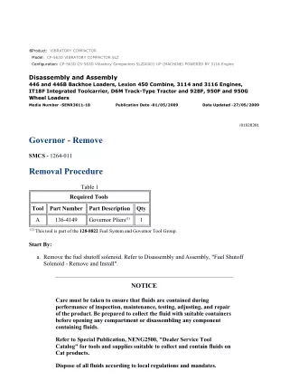 Caterpillar Cat CP-563D CS-563D Vibratory Compactor (Prefix 5LZ) Service Repair Manual Instant Download (5LZ00001 and up