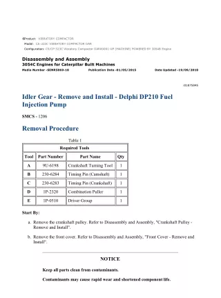 Caterpillar Cat CS-323C CP-323C Vibratory Compactor (Prefix DAR) Service Repair Manual Instant Download (DAR00001 and up