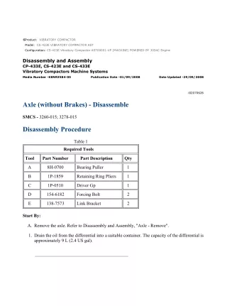 Caterpillar Cat CS-423E Vibratory Compactor (Prefix AST) Service Repair Manual Instant Download (AST00001 and up)