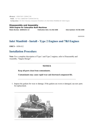 Caterpillar Cat CS-431C Vibratory Compactor (Prefix 9XL) Service Repair Manual Instant Download (9XL00001 and up)