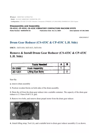 Caterpillar Cat CS-433C CP-433C Vibratory Compactor (Prefix 3TM) Service Repair Manual Instant Download (3TM00001 and up