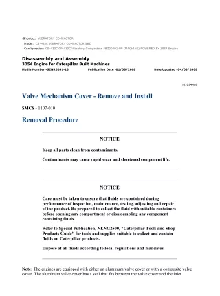 Caterpillar Cat CS-433C CP-433C Vibratory Compactor (Prefix 5BZ) Service Repair Manual Instant Download (5BZ00001 and up