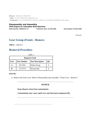 Caterpillar Cat CS-433C VIBRATORY COMPACTOR (Prefix 1XZ) Service Repair Manual Instant Download (1XZ00001 and up)