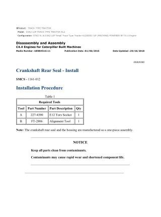 Caterpillar Cat D3K2 LGP TRACK-TYPE TRACTOR (Prefix KL2) Service Repair Manual Instant Download (KL200001 and up)