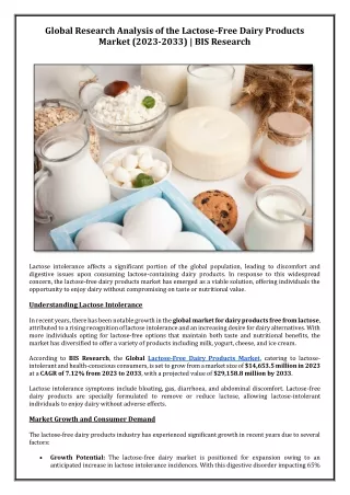 Global Research Analysis of the Lactose-Free Dairy Products Market (2023-2033)