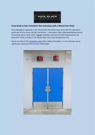 From Drab to Fab: Transform Your Entryway with a Metal Door Plate