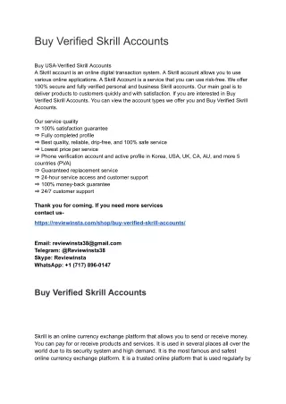 Bast place to buy Verified Skrill Accounts