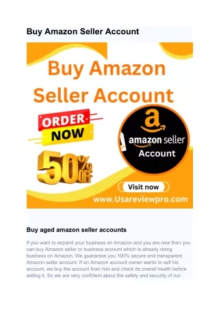 Buy Amazon Seller Account