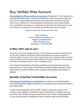 Top 5 Sites to Buy Verified Wise Accounts In Complete Guide