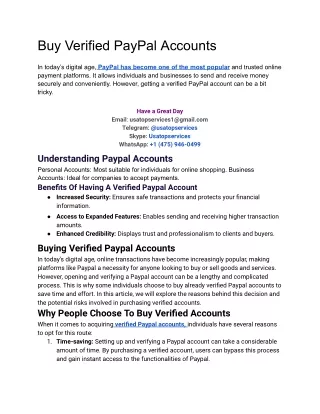 Buy Verified PayPal Accounts - 100% Verified Accounts