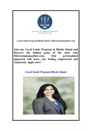 Local Guide Program Rhode Island | Shireensamananilaw.com