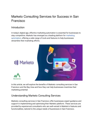 Marketo Consulting Services for Success in San Francisco