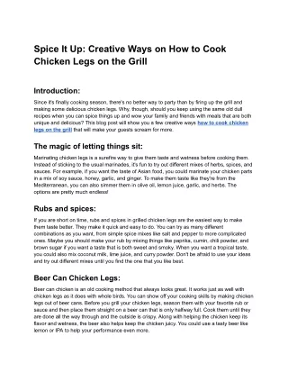 Creative Ways on How to Cook Chicken Legs on the Grill - Google Docs