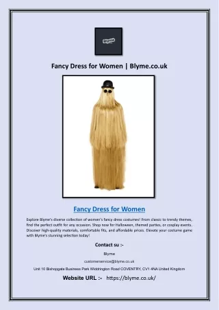 Fancy Dress for Women | Blyme.co.uk