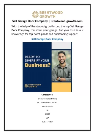 Sell Garage Door Company Brentwood-growth