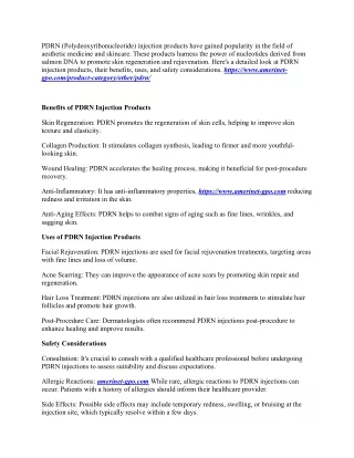 ExploringPDRNInjectionProductsBenefitsUsesandSafety