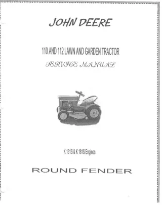 JOHN DEERE 110 LAWN AND GARDEN TRACTOR Service Repair Manual