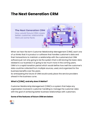 The Next Generation CRM