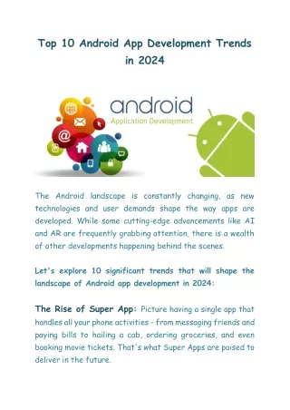 Top 10 Android App Development Trends in 2024