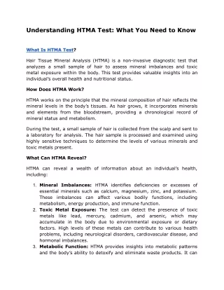 Understanding HTMA Test What You Need to Know