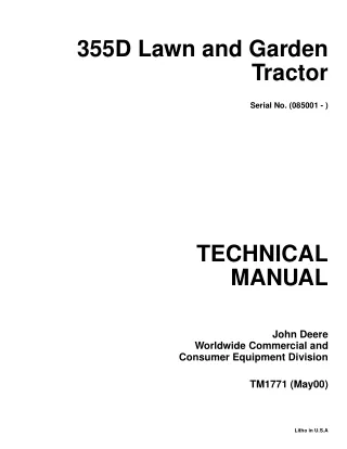 JOHN DEERE 355D LAWN GARDEN TRACTOR Service Repair Manual