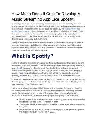 How Much Does It Cost To Develop A Music Streaming App Like Spotify