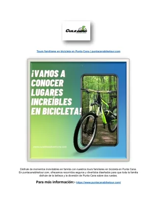 Tours familiares en bicicleta en Punta Cana | puntacanabiketour.com