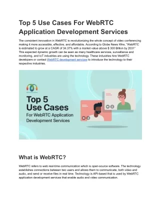 Top 5 Use Cases For WebRTC Application Development Services
