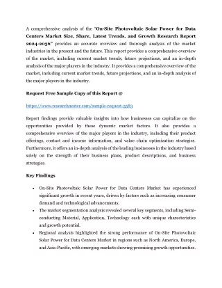 On-Site Photovoltaic Solar Power for Data Centers Market