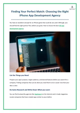 Finding Your Perfect Match Choosing the Right iPhone App Development Agency