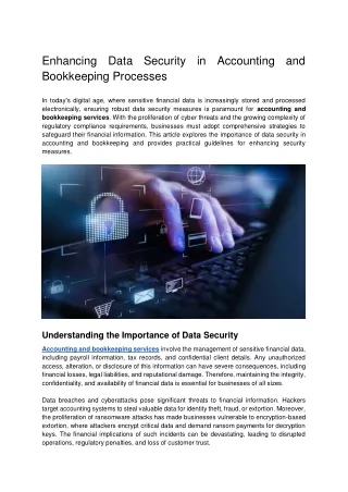 Enhancing Data Security in Accounting and Bookkeeping Processes